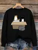 Sudadera para Mujer con Diseño de Gato en una Caja Multicolor Holgada Streetwear Cuello Redondo Suéter de Otoño para Mujer
