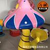Adornos de hongos de fibra de vidrio personalizados para exteriores, esculturas de hongos pintadas, decoraciones para calles comerciales, comunitarias y áreas escénicas.