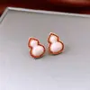 Aretes de Calabaza con Aguja de Plata Electrochapada en Oro Real de 18K, Nuevo Estilo Chino, Aretes Simples y de Alta Gama, Aretes de Moda y Versátiles, Diseño de Nicho