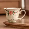 Taza Maestra Flor de Durazno del Fabricante Taza de Té de Oficina Juego de Té Kung Fu Chino Regalo para Pareja Taza con Asa en Forma de Corazón de Cerámica