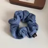 Scrunchie de Lã Tricotado Outono e Inverno para Mulheres, Prendedor de Cabelo com Design de Coque Listrado Retro Coreano