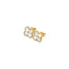 Nuevos Pendientes de Trébol de Cuatro Hojas con Diamante para Mujer Acero de Titanio 18K No se Desvanecen Versátiles Populares Pendientes de Nácar Versión Alta