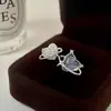 Pendientes de botón de plata de ley S925 plata plata planeta de amor de fantasía pendientes de estrella asimétricos pendientes pequeños mini en forma de corazón