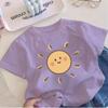 Sol Sorridente Novo Desenho Animado Moda Verão 100% Algodão Tops Camisetas para Crianças e Meninos