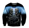 Cabello liso de fábrica estampado de calavera 3D Halloween comercio exterior transfronterizo nuevo suéter de cuello redondo para hombre tendencia holgado