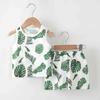 Traje de Chaleco para Niños Verano Delgado Algodón Puro Sin Hueso Ropa para el Hogar Niños y Niñas Chaleco sin Mangas para Bebé Pantalones Cortos Cubierta