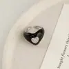 Anillo de corazón de esmalte de goteo con circonita para mujer, nuevo estilo 2026, diseño de nicho, sensación de lujo ligero, anillo para el dedo índice