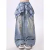 Jeans de Mujer Otoño/Invierno 2026, Estilo Callejero Americano Primavera, Diseño Creativo Lavado con Salpicaduras y Desgastado, Corte Holgado, Pantalones Largos Caídos