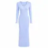 Vestido de punto azul claro con cuello en V y manga con volantes para mujer, minivestido bodycon ajustado de AliExpress, vestido largo para ir de compras