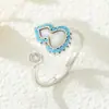 Exquisito Anillo Abierto de Calabaza de Nácar Natural Estilo Chino de Alta Gama con Borde de Turquesa Anillo Ajustable para Dedo Índice