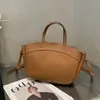 Bolsa Satchel Tote Retrô da Moda para Mulheres Couro Bovino de Primeira Camada Togo Grande Capacidade Simples Casual Ombro Transversal