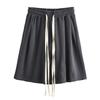 Pantalones cortos casuales de 5 puntos de verano europeos y americanos delgados con doble cordón tejido a mano de color contrastante adelgazantes combinables pantalones holgados para mujer