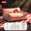 Cama para pet co-branded Hello Kitty para outono e inverno, adequada para cães pequenos e médios, com encosto de renda removível, sofá de cachorro e cama de cachorro quentinhos