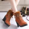 2024 Nuevas Botas Martin Europeas y Americanas de Otoño e Invierno para Mujer, Botines de Tacón Alto Estilo Británico, Botas de Mujer de Tacón Grueso con Forro Polar