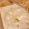 Colar de Sereia Dourado Estilo Oceano, Luxo Leve, Não Desbota, Fashion, Fresco, Estilo Férias, Colar de Aço Inoxidável de Alta Qualidade para Meninas