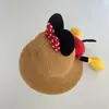 Chapéu de Bebê Menina Chapéu de Sol de Verão Fofo Minnie Proteção Solar para Bebê Chapéu de Palha de Aba Larga Chapéu de Pescador com Laço para Menina