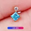 Brinco de liga de titânio F136 quadrado círculo cravejado com zircônia 5A haste interna espiral para cartilagem do ouvido piercing labial corpo de titânio G23 joia para piercing