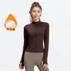 Conjunto de Yoga de Terciopelo Tallas Grandes para Mujer, Ajuste Delgado, Cuello Alto, Manga Larga, Alta Elasticidad, Amigable con la Piel, Invierno, Pilates, Fitness, Conjunto Deportivo