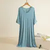 Camisón de Modal para Mujer con Volantes Verano Delgado Holgado Talla Grande Vestido Doméstico para Dormir Vestido Casual de Longitud Media