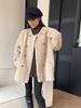 Abrigo Grueso Esponjoso de Cuello Redondo Estilo Coreano para Mujer 2024 Otoño e Invierno Nuevo Cárdigan Casual Holgado Top de Largo Medio