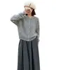 Novo cardigã de manga comprida outono/inverno para mulheres, suéter de malha fino estilo francês com listras brancas, caimento solto e emagrecedor, peça de sobreposição