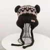 Gorro de invierno coreano con forro de polar y orejeras cálidas para mujer, lindo gorro de punto con orejas de oso, gorro de moda estilo coreano