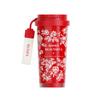 Taza térmica de café con revestimiento de cerámica para hombre, taza doble roja china para acompañar bebidas, taza de separación de agua y té, portátil para niñas