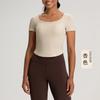 Ropa de yoga de verano transfronteriza europea y americana para mujer, camiseta de manga corta con almohadilla para el pecho, espalda hermosa, transpirable, deportiva, para correr y fitness.