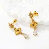 Suministro Directo Transfronterizo de Pendientes Geométricos de Acero Inoxidable Chapados en Oro para Mujer, Pendientes de Moda y de Alta Gama Chapados en Oro de 18K, Pendientes de Estilo Europeo y Americano