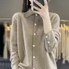 Cardigan clássico transfronteiriço em veludo Andy, camisa base gola polo de manga longa para mulheres, tricô listrado novo da moda para outono e inverno