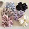Diadema de Lazo de Terciopelo Satinado con Perlas de Gama Alta para Mujer, Cuerda Elástica para Cola de Caballo Estilo Coreano Dulce