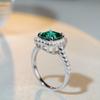 Anillo de plata de ley S925 con corte esmeralda de Nine Beauty Jewelry, 7 x 7, con diamantes de alto carbono y circonitas cúbicas, para mujer.
