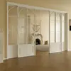 Puerta de cocina corredera de tres paneles puerta corredera sin rieles de aleación de aluminio puerta corredera de vidrio estilo nuevo puerta corredera de baño fija