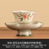 Juego de Taza y Platillo de Flor de Durazno Pintado a Mano con Pie Alto Cerámica Exquisita de Alta Gama Taza Maestra Personal para Té Taza de Té Juego de Té