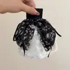 Pinza para coleta vintage con estampado de encaje estilo francés, liga para el cabello estilo pastoral, accesorio para el cabello de lujo ligero para salir, sensación de alta gama