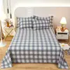 Sábana 100% Algodón Puro, Estilo Fresco Funda de Almohada de Algodón Simple para Cama Individual, Sábana de Una Pieza de Algodón Lavado, Juego de Tres Piezas para Dormitorio Estudiantil