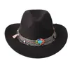 Sombrero fedora de lana, sombrero de vaquero, estilo étnico para hombres y mujeres, sombrero de sol de estilo europeo y americano para parejas para primavera y verano, sombrero de jazz