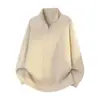 Suéter de punto suelto de color liso con estampado nuevo, estilo Old Money, con media cremallera y cuello alto para hombre, Otoño 2026