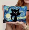 Estuche para Lápices Estilo Pintura al Óleo Transfronterizo Gran Capacidad Bolsa de Almacenamiento con Cremallera Estudiante Examen Portátil Estuche para Lápices Bolsa para Papelería Imprimible