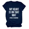 Mi Corazón Está en Ese Sitio Independiente de Deseos Estilo Europeo y Americano Camiseta Casual Simple de Manga Corta con Cuello Redondo para Mujer para Exportación