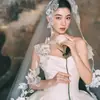 Velo de Encaje Vintage Estilo Largo Fotografía de Bodas Maquillaje Estilismo Tocados de Alta Gama Accesorios de Novia Boda