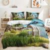 Funda Nórdica con Estampado de Dinosaurios Jurásicos Traje de Ropa de Cama de Fauna de la Jungla Juego Decorativo de Tres Piezas para Dormitorio