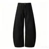 Pantalones Casuales Han Lu de Sarga Americana con Pierna Curva para Hombre Otoño Rectos Sueltos Bloqueo de Color Costuras de Contraste Retro Pantalones Largos