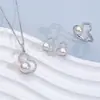 Set de tres piezas de perla de agua dulce y calabaza, pendientes con pasador de plata, anillo, collar con colgante, joyería de alta gama, nuevo al por mayor