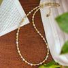 Colar Gargantilha 4mm Cores Misturadas Estilo Maillard Dourado Frio Branco Cinza Pérola Branca Australiana Sintética