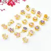 Folheado a ouro 18K14K, forte retenção de cor, cravejado com zircônia colorida, gato, caranguejo, estrela, espaçadores, pingente, acessórios para joias DIY