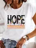 Camiseta de Verano para Mujer de Larga Duración en Stock, Moda Casual Estampada, Camiseta con Letras, Moderna, Linda, de Manga Corta, Ropa para Mujer, Imagen de Mujer
