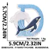 Suministro Transfronterizo de Parches Bordados de Ballena Linda de Dibujos Animados y Ola con Letras Inglesas, Parches Azules de Ola para Ropa