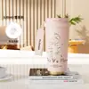 Nova Caneca Térmica Lírio-do-Vale Aço Inoxidável 316 Caneca de Café com Aparência Premium para Meninas Grande Capacidade com Canudo Caneca de Presente