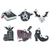 Gota de Óleo Branco K Preto Morcego de Halloween Pentagrama Livro Mágico Sapatos Mágicos Pingente Chaveiro DIY Acessórios